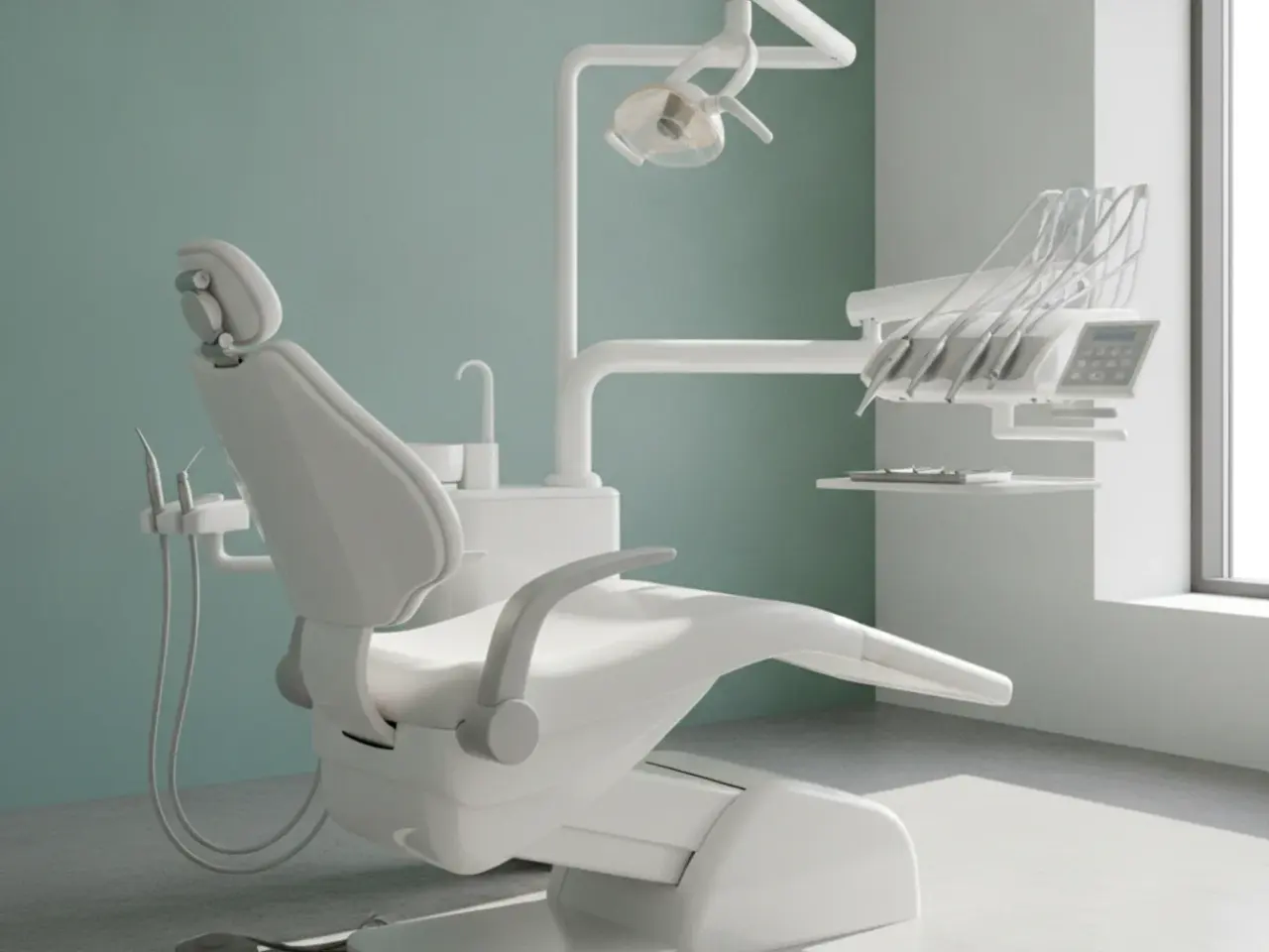Cadeira de dentista moderna em um consul